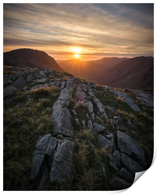 Sunset over Wasdale, The Lake District Print by Dan Ward