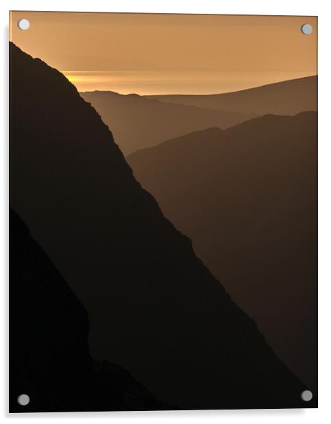 Sunset layers, The Lake District Acrylic by Dan Ward