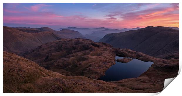 Sunrise over Sprinkling Tarn, The Lake District Print by Dan Ward