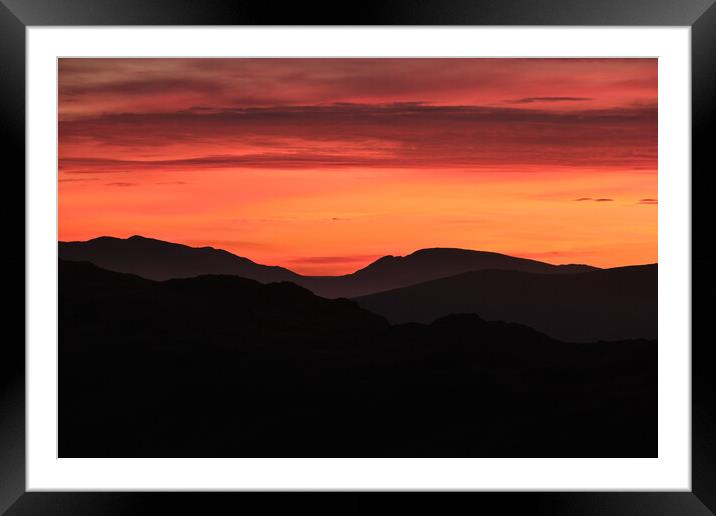 Sunset Mountain layers, The Lake District Framed Mounted Print by Dan Ward