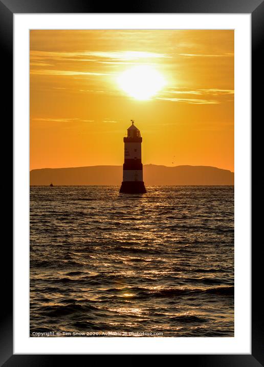Trwyn Du lighthouse on Anglesey at Sunrise Framed Mounted Print by Tim Snow