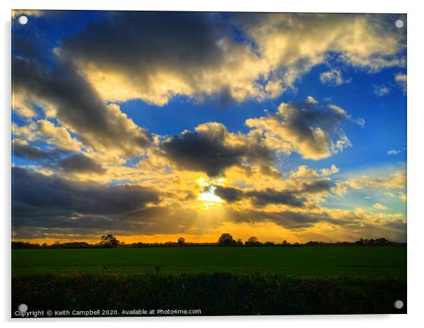 Lincolnshire Countryside Sunset Acrylic by Keith Campbell