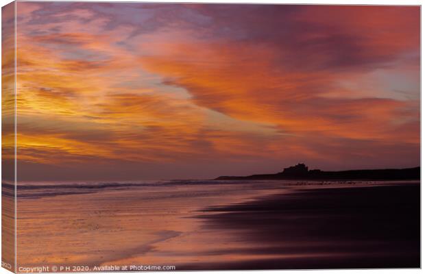Sunrise in Northumberland Canvas Print by P H