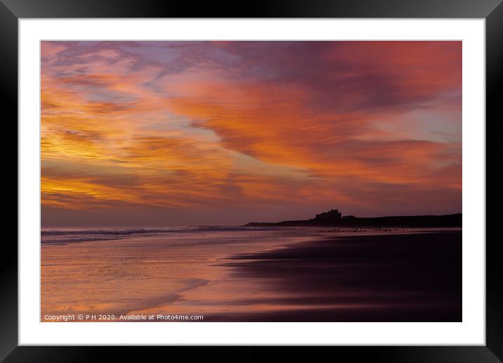 Sunrise in Northumberland Framed Mounted Print by P H
