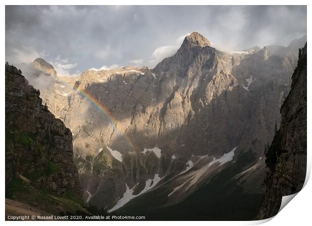 Slovenia, Triglav rainbow. Print by Russell Lovett
