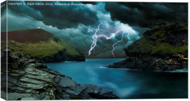 Storm At Boscastle Canvas Print by Nigel Hatton