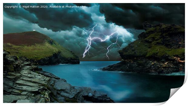 Storm At Boscastle Print by Nigel Hatton