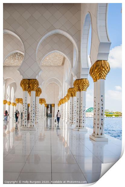 Golden mosque Abu Dhabi Sheikh Zayed Mosque Print by Holly Burgess