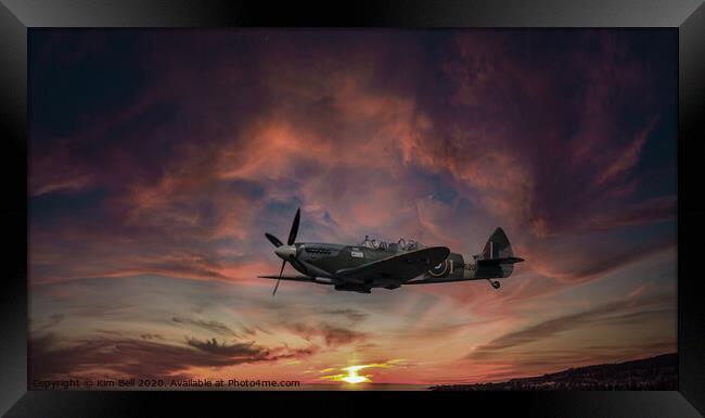 Spitfire at Sunset Framed Print by Kim Bell