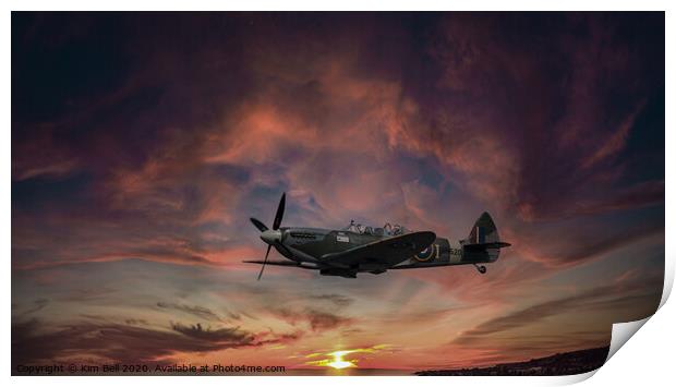Spitfire at Sunset Print by Kim Bell