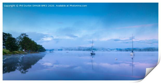 Misty Morning On Windermere Print by Phil Durkin DPAGB BPE4