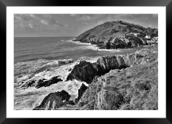 Polperro Harbour Entrance, Cornwall. Framed Mounted Print by Neil Mottershead