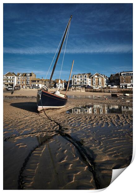 Fishing boat catching the early morning light in St Ives harbour, Cornwall Print by Dan Ward