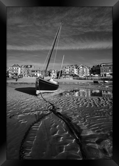 Fishing boat catching the early morning light in St Ives harbour, Cornwall Framed Print by Dan Ward