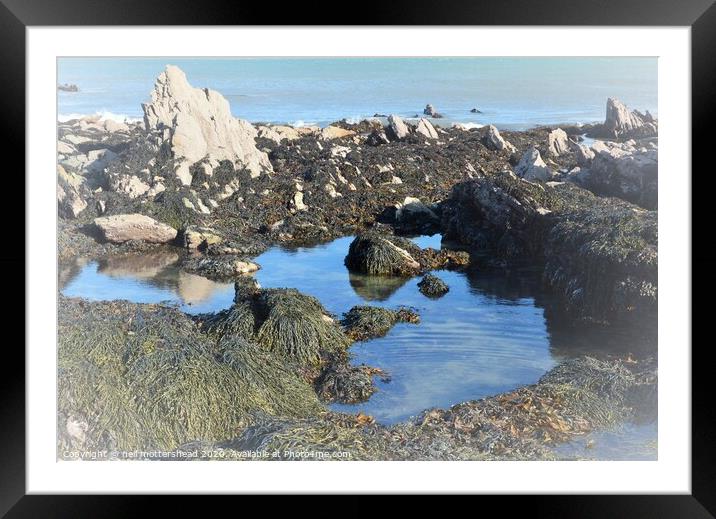 Rock Pool Reflections. Framed Mounted Print by Neil Mottershead