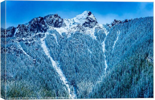 Snow Covered Mount Si Peak Snow North Bend Washington Canvas Print by William Perry