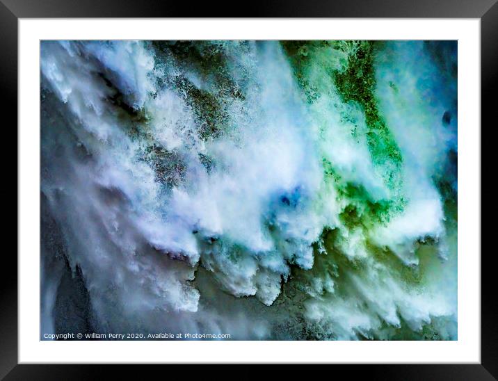 Snoqualme Falls Waterfall Abstract Washington Framed Mounted Print by William Perry