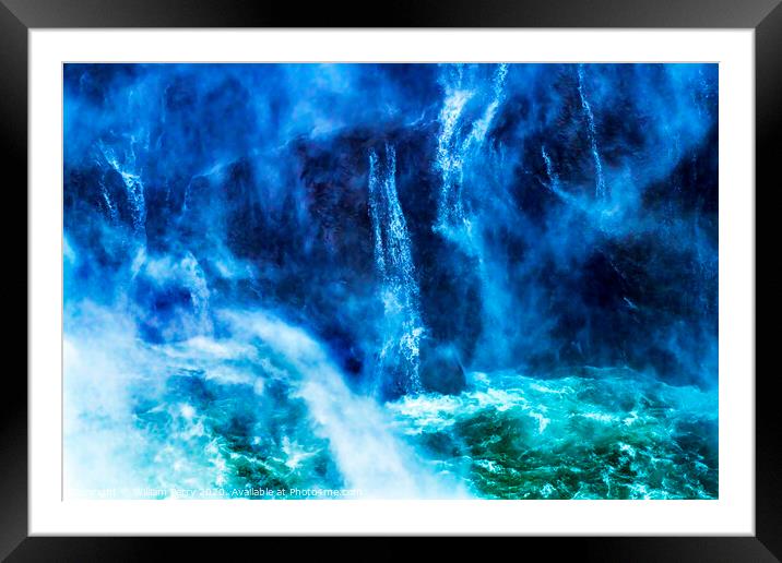 Snoqualme Falls Waterfall Abstract Washington Framed Mounted Print by William Perry