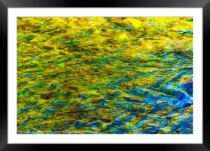 Yellow Blue Snoqualme River Abstract Washington Framed Mounted Print by William Perry