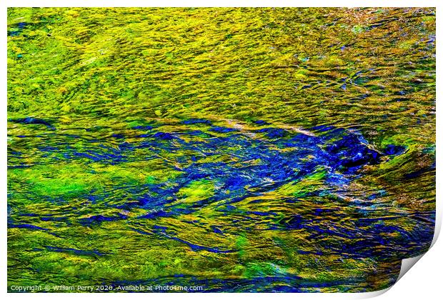 Yellow Green Snoqualme River Abstract Print by William Perry