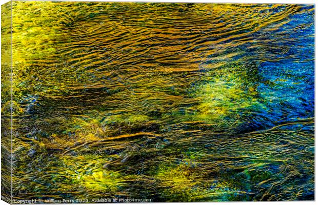 Yellow Green Snoqualme River Abstract Canvas Print by William Perry