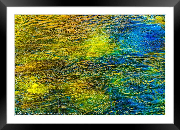 Yellow Green Snoqualme River Abstract Valley Trail North Bend Wa Framed Mounted Print by William Perry