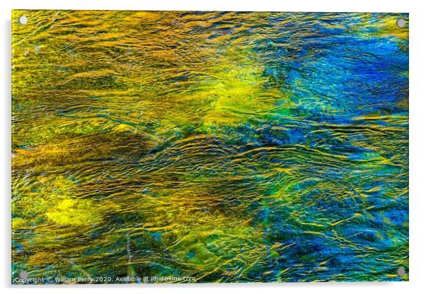 Yellow Green Snoqualme River Abstract Valley Trail North Bend Wa Acrylic by William Perry