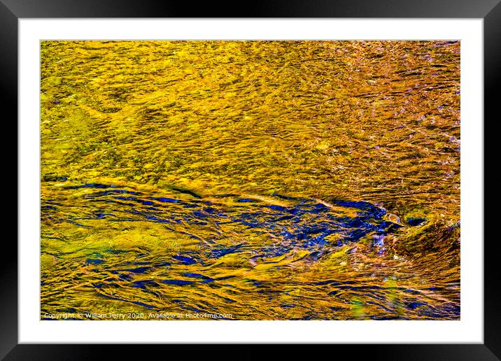 Yellow Blue Snoqualme River Abstract Valley Trail Washington Framed Mounted Print by William Perry
