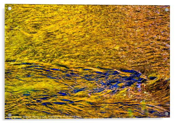 Yellow Blue Snoqualme River Abstract Valley Trail Washington Acrylic by William Perry