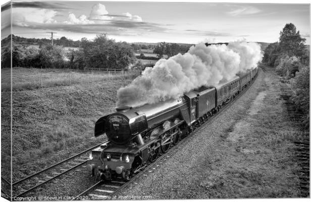 Flying Scotsman - Black and White Canvas Print by Steve H Clark