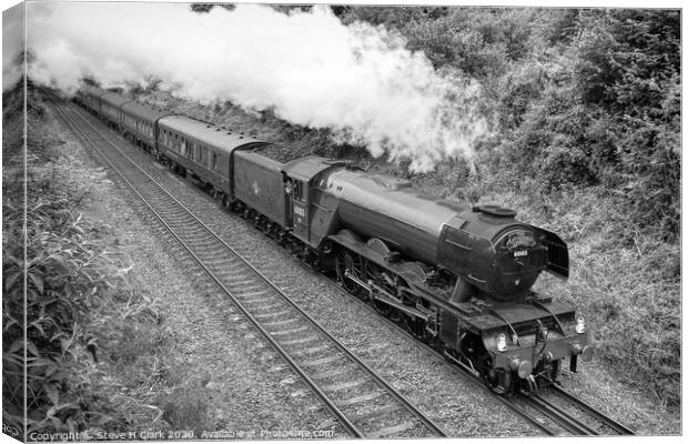 The Flying Scotsman - Black and White Canvas Print by Steve H Clark