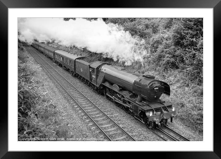 The Flying Scotsman - Black and White Framed Mounted Print by Steve H Clark