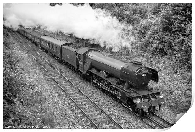 The Flying Scotsman - Black and White Print by Steve H Clark
