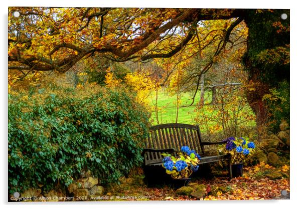 Ashover Autumn Bench Acrylic by Alison Chambers