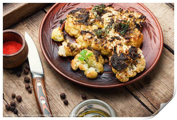 Fried cauliflower on a plate Print by Mykola Lunov Mykola