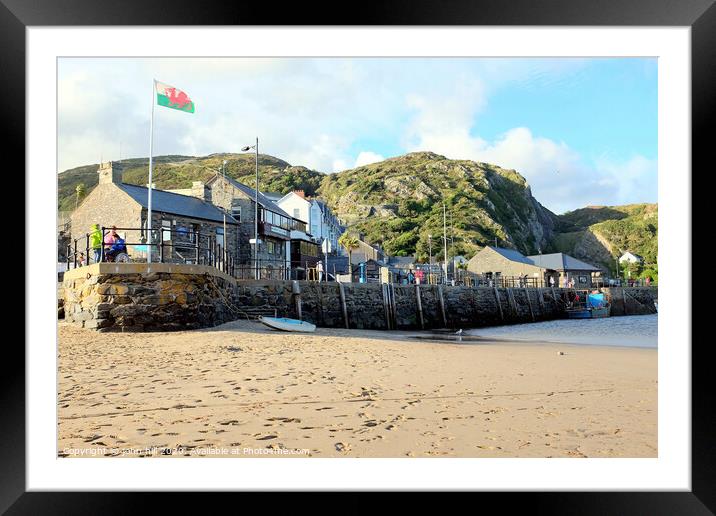 The harbour quay at Barmouth in Wales.  Framed Mounted Print by john hill