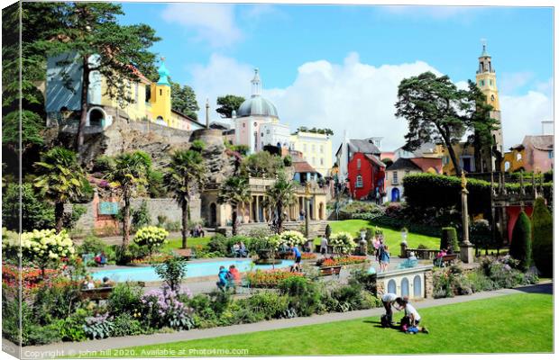 Colorful Portmeirion and gardens in Wales. Canvas Print by john hill