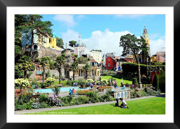 Colorful Portmeirion and gardens in Wales. Framed Mounted Print by john hill