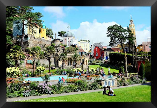 Colorful Portmeirion and gardens in Wales. Framed Print by john hill