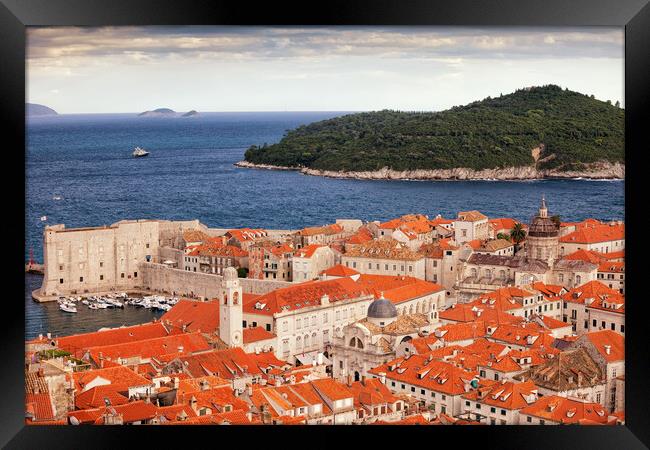 Old Town of Dubrovnik and Lokrum Island Framed Print by Artur Bogacki