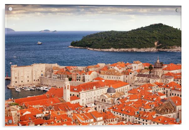 Old Town of Dubrovnik and Lokrum Island Acrylic by Artur Bogacki