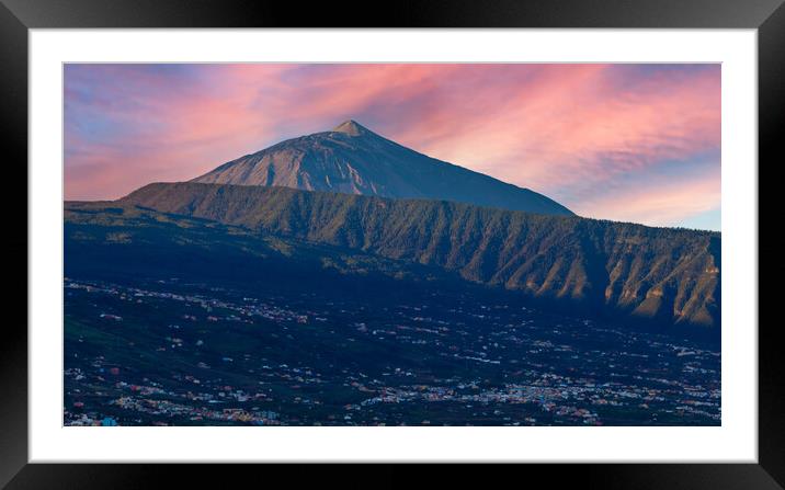 Mount Teide Tenerife from the Orotava valley Framed Mounted Print by Kevin Snelling