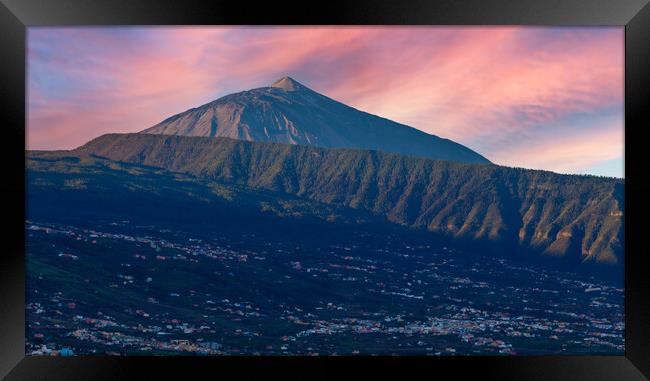 Mount Teide Tenerife from the Orotava valley Framed Print by Kevin Snelling
