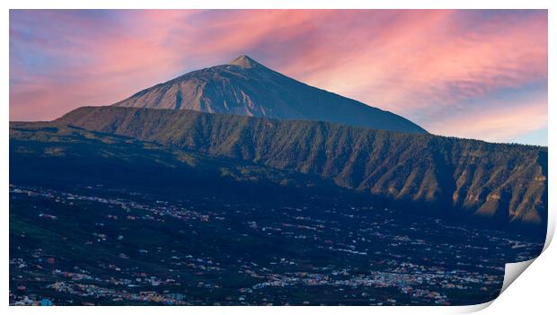 Mount Teide Tenerife from the Orotava valley Print by Kevin Snelling