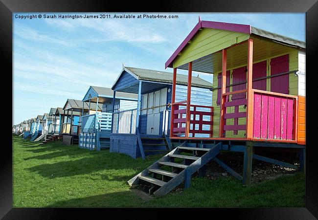 Beach huts at Tankerton, Kent Framed Print by Sarah Harrington-James