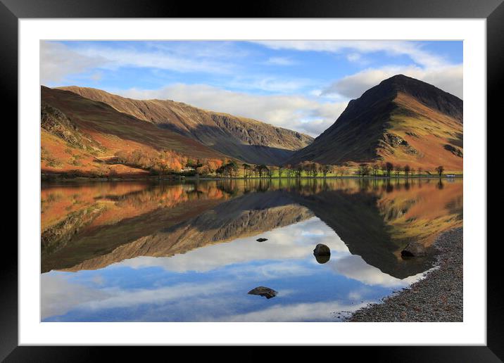 Lake Buttermere reflection in the Lake District Framed Mounted Print by MIKE HUTTON