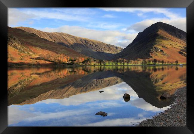 Lake Buttermere reflection in the Lake District Framed Print by MIKE HUTTON