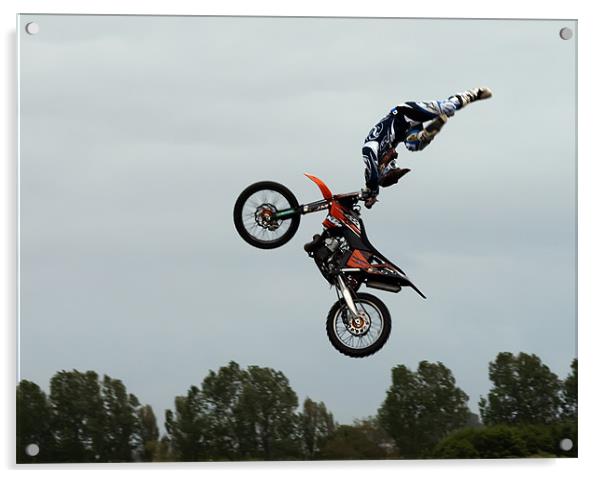 Motorcycle Stunts Acrylic by Sam Smith