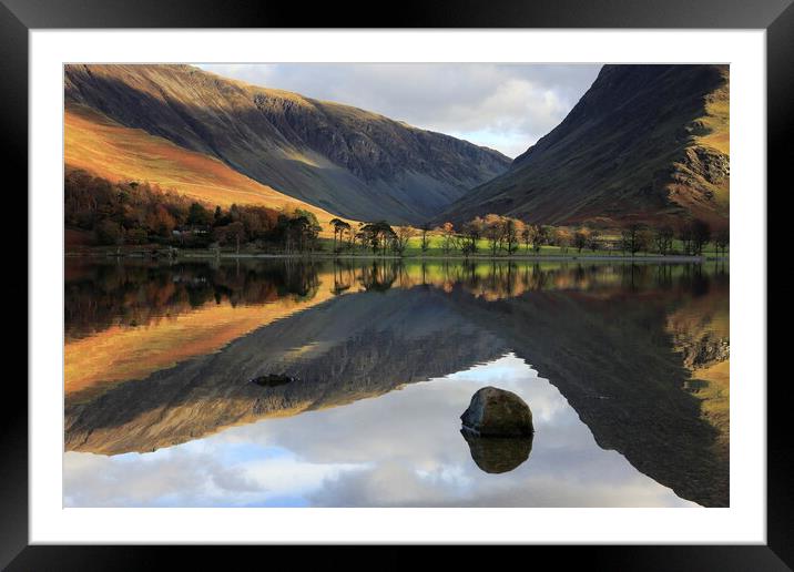 Lake Buttermere reflection in the Lake District Framed Mounted Print by MIKE HUTTON
