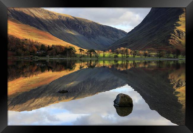 Lake Buttermere reflection in the Lake District Framed Print by MIKE HUTTON